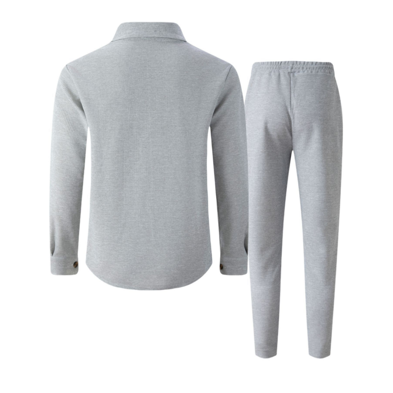 💎 -50% AUF HERREN-SET AUS WAFFEL-BUTTON-DOWN-JACKE UND HOSE! 💎 Waffelmuster, Kordelzug & Bequemer Freizeit-Stil ✨