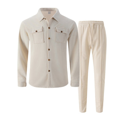 💎 -50% AUF HERREN-SET AUS WAFFEL-BUTTON-DOWN-JACKE UND HOSE! 💎 Waffelmuster, Kordelzug & Bequemer Freizeit-Stil ✨