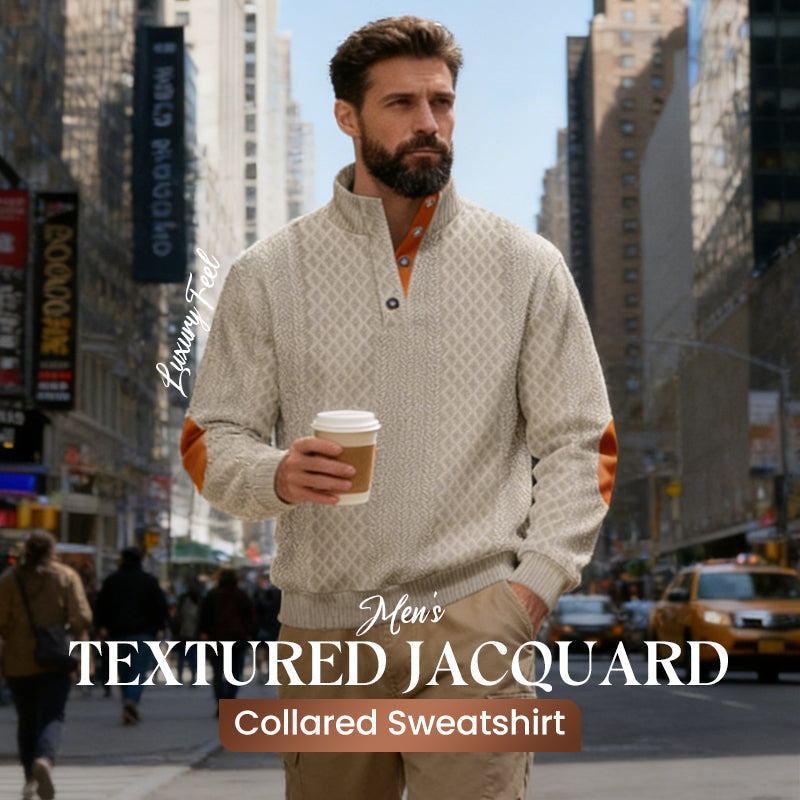 Lässiges Herren-Outdoor-Sweatshirt mit Jacquard-Kragen ✈️ Kauf 2 Artikel versandkostenfrei ✈️