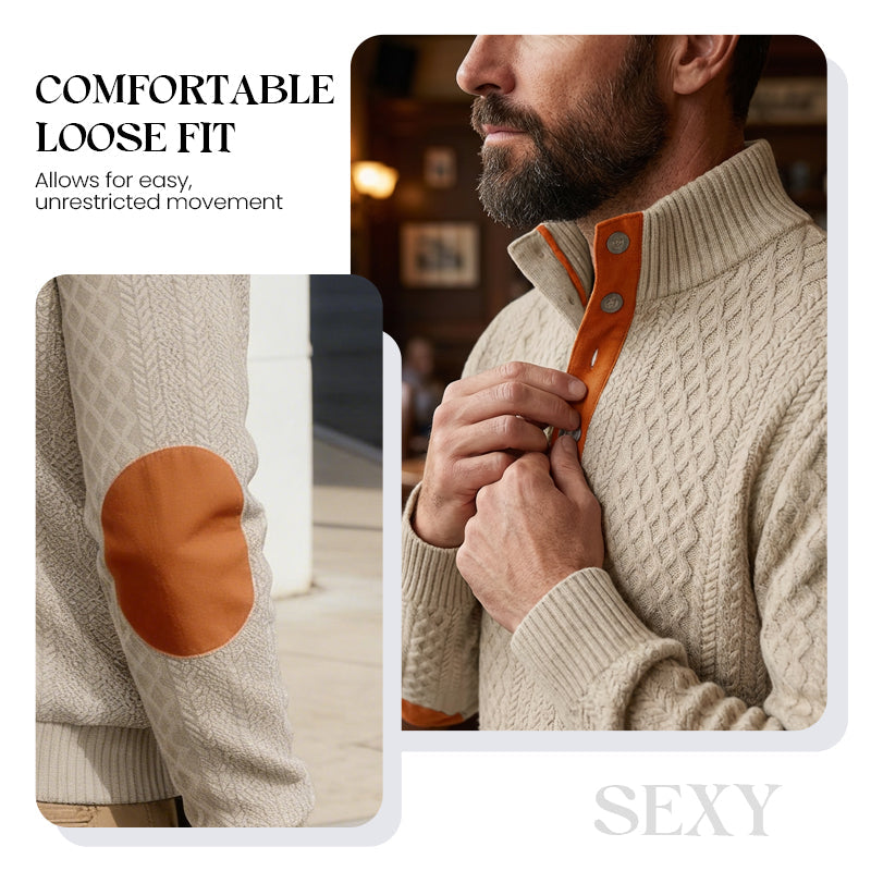 Lässiges Herren-Outdoor-Sweatshirt mit Jacquard-Kragen ✈️ Kauf 2 Artikel versandkostenfrei ✈️