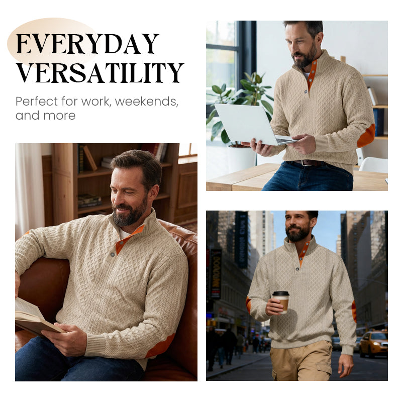 Lässiges Herren-Outdoor-Sweatshirt mit Jacquard-Kragen ✈️ Kauf 2 Artikel versandkostenfrei ✈️