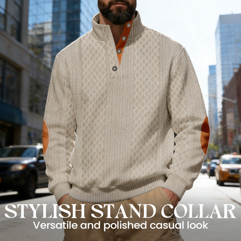Lässiges Herren-Outdoor-Sweatshirt mit Jacquard-Kragen ✈️ Kauf 2 Artikel versandkostenfrei ✈️