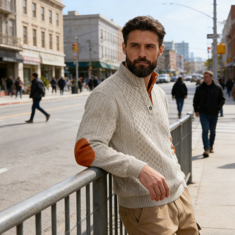 Lässiges Herren-Outdoor-Sweatshirt mit Jacquard-Kragen ✈️ Kauf 2 Artikel versandkostenfrei ✈️