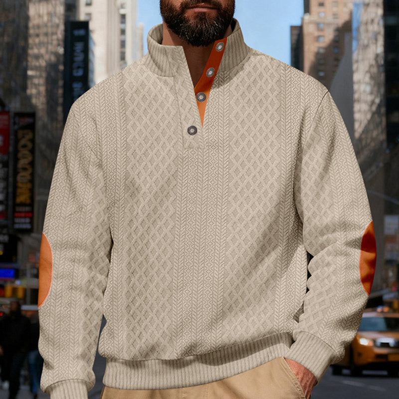 Lässiges Herren-Outdoor-Sweatshirt mit Jacquard-Kragen ✈️ Kauf 2 Artikel versandkostenfrei ✈️