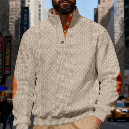 Lässiges Herren-Outdoor-Sweatshirt mit Jacquard-Kragen ✈️ Kauf 2 Artikel versandkostenfrei ✈️