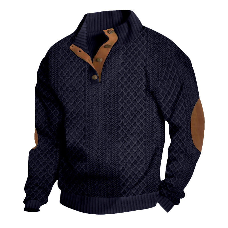 Lässiges Herren-Outdoor-Sweatshirt mit Jacquard-Kragen ✈️ Kauf 2 Artikel versandkostenfrei ✈️
