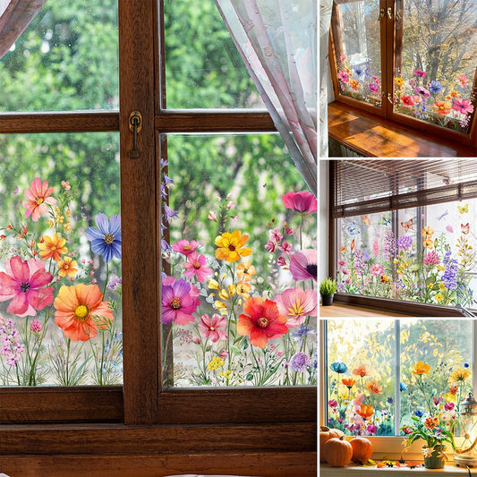 ✨LETZTER TAG VERKAUF 50 % RABATT!💐Bunter Blumenstrauß-Fensteraufkleber🖼️