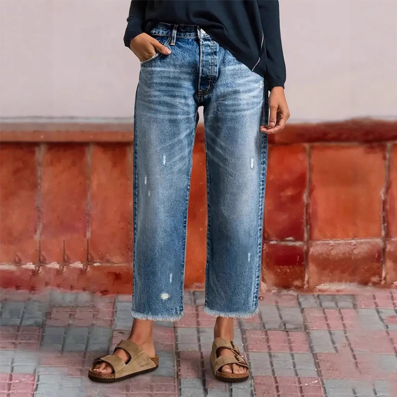 📢📢50%Rabatt!!!✨🔥Damen-Retro-Cropped-Straight-Leg-Jeans👖