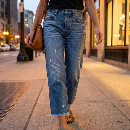 📢📢50%Rabatt!!!✨🔥Damen-Retro-Cropped-Straight-Leg-Jeans👖
