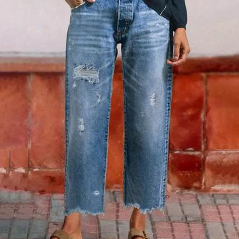 📢📢50%Rabatt!!!✨🔥Damen-Retro-Cropped-Straight-Leg-Jeans👖