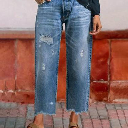📢📢50%Rabatt!!!✨🔥Damen-Retro-Cropped-Straight-Leg-Jeans👖