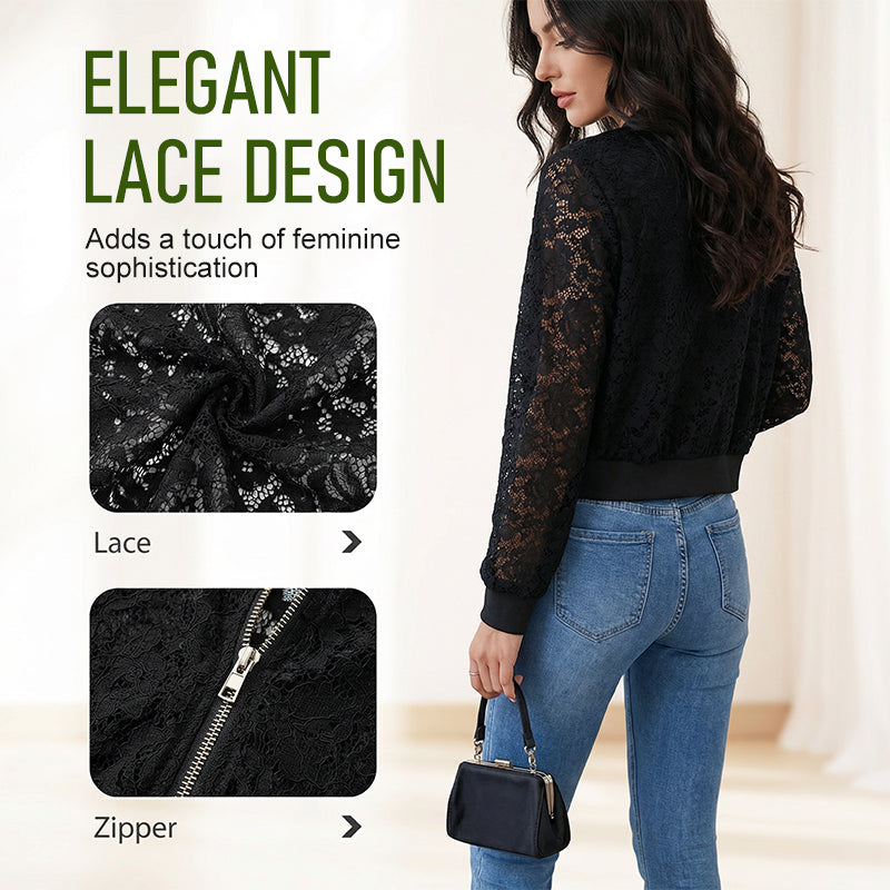 ✨ Neuheiten & Sonderangebote! Leichte Damenjacke aus Spitze mit Reißverschluss – feminin, luftig & vielseitig – perfekt für warme Tage, Strand & Freizeit – ideal für Layering