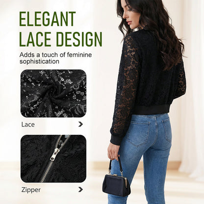 ✨ Neuheiten & Sonderangebote! Leichte Damenjacke aus Spitze mit Reißverschluss – feminin, luftig & vielseitig – perfekt für warme Tage, Strand & Freizeit – ideal für Layering