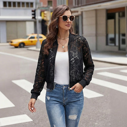 ✨ Neuheiten & Sonderangebote! Leichte Damenjacke aus Spitze mit Reißverschluss – feminin, luftig & vielseitig – perfekt für warme Tage, Strand & Freizeit – ideal für Layering