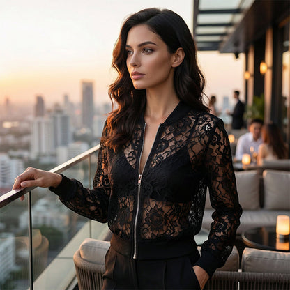 ✨ Neuheiten & Sonderangebote! Leichte Damenjacke aus Spitze mit Reißverschluss – feminin, luftig & vielseitig – perfekt für warme Tage, Strand & Freizeit – ideal für Layering