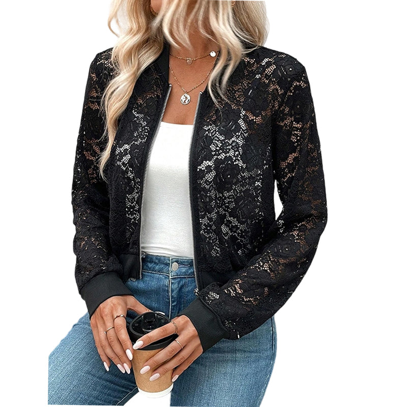 ✨ Neuheiten & Sonderangebote! Leichte Damenjacke aus Spitze mit Reißverschluss – feminin, luftig & vielseitig – perfekt für warme Tage, Strand & Freizeit – ideal für Layering