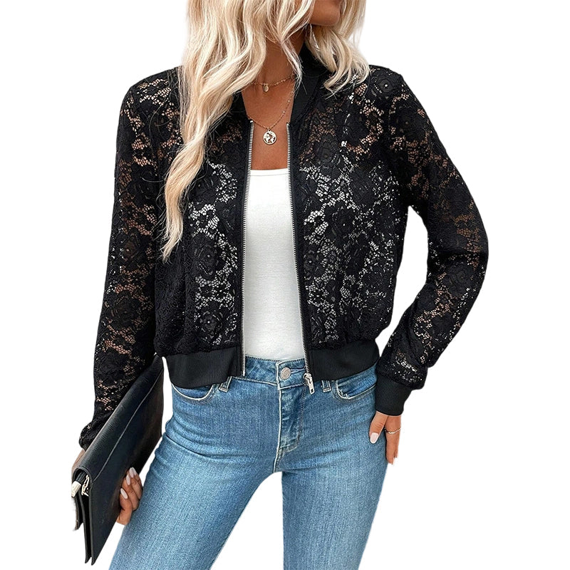 ✨ Neuheiten & Sonderangebote! Leichte Damenjacke aus Spitze mit Reißverschluss – feminin, luftig & vielseitig – perfekt für warme Tage, Strand & Freizeit – ideal für Layering