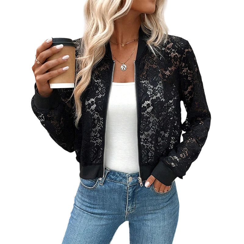 ✨ Neuheiten & Sonderangebote! Leichte Damenjacke aus Spitze mit Reißverschluss – feminin, luftig & vielseitig – perfekt für warme Tage, Strand & Freizeit – ideal für Layering