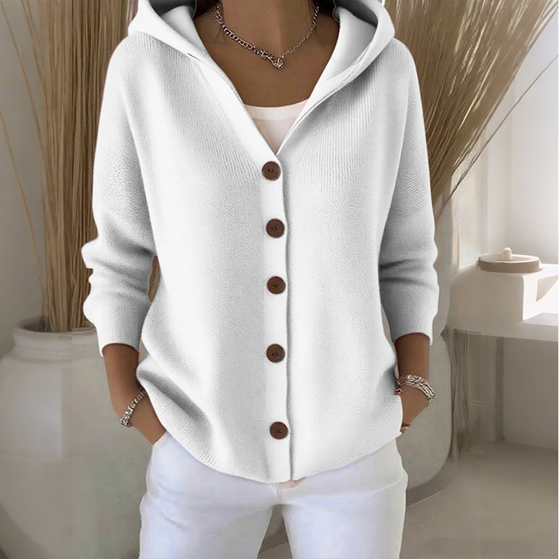 🧥💎 Jetzt im Trend – Strickjacke mit Kapuze und Knopfleiste für Damen🧥🌈