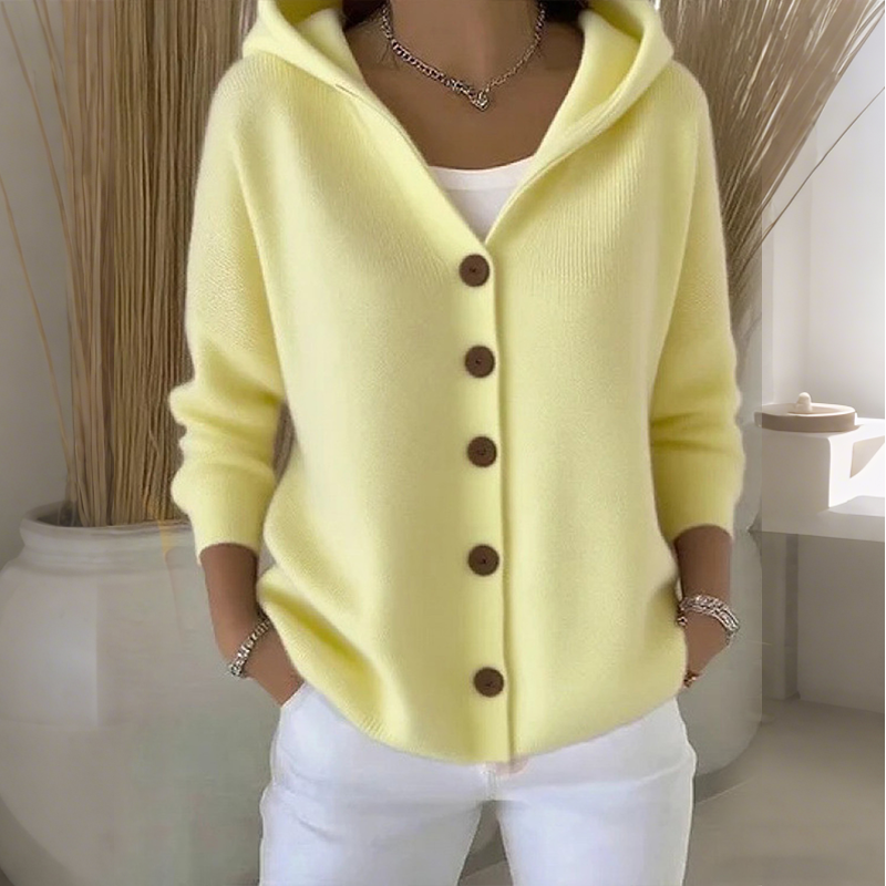 🧥💎 Jetzt im Trend – Strickjacke mit Kapuze und Knopfleiste für Damen🧥🌈