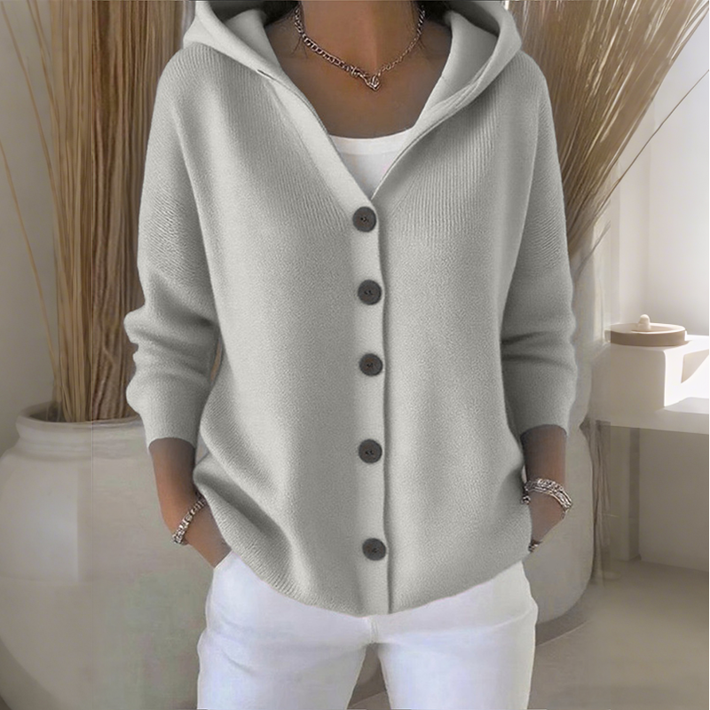 🧥💎 Jetzt im Trend – Strickjacke mit Kapuze und Knopfleiste für Damen🧥🌈