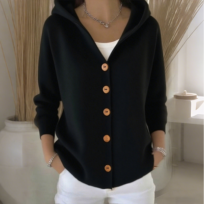 🧥💎 Jetzt im Trend – Strickjacke mit Kapuze und Knopfleiste für Damen🧥🌈