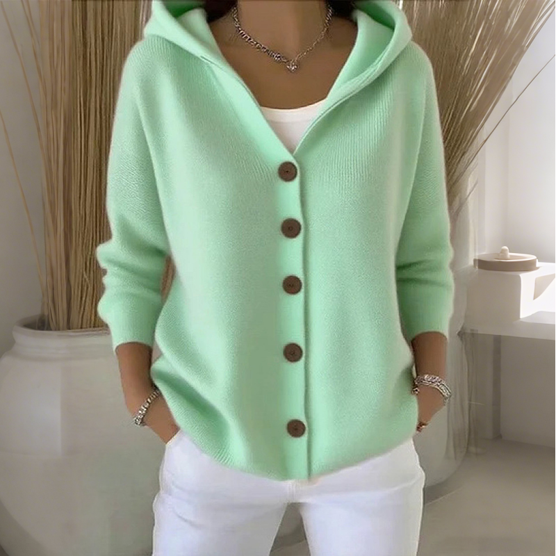 🧥💎 Jetzt im Trend – Strickjacke mit Kapuze und Knopfleiste für Damen🧥🌈
