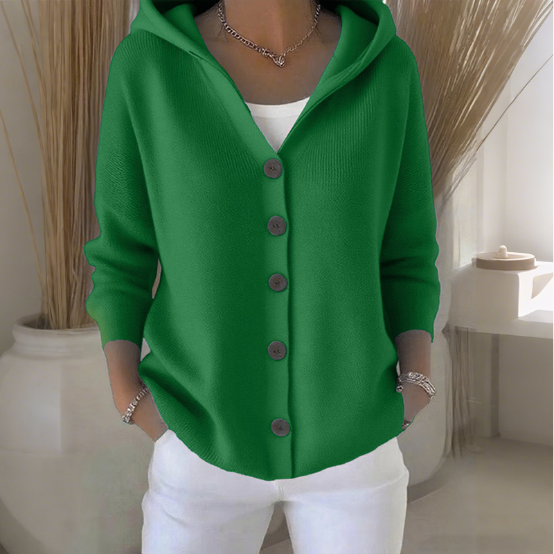 🧥💎 Jetzt im Trend – Strickjacke mit Kapuze und Knopfleiste für Damen🧥🌈