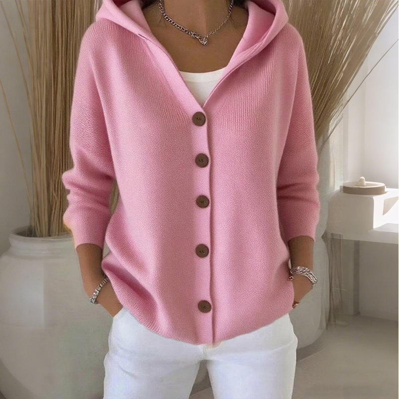 🧥💎 Jetzt im Trend – Strickjacke mit Kapuze und Knopfleiste für Damen🧥🌈