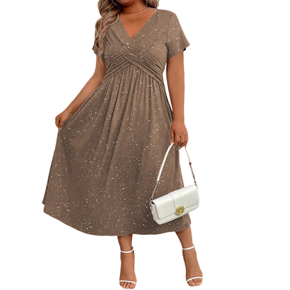 🌺Elegantes Damenkleid mit V-Ausschnitt und gedrehter Vorderseite
