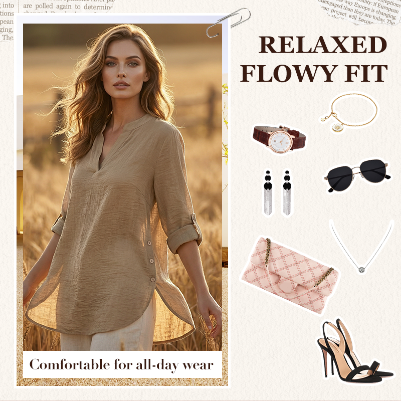 🌸 Oberteil mit Knopfschlitz – Einfarbig, vielseitig & perfekt für jeden Look – Ein Must-have für alle, die unkomplizierte Mode lieben