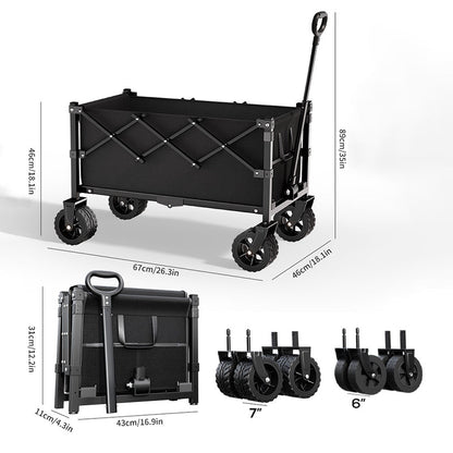 📢🔥50 % RABATT + Versandfrei ⏳🛒Zusammenklappbarer Bollerwagen｜Stahlrahmen ∙ 80 kg Traglast