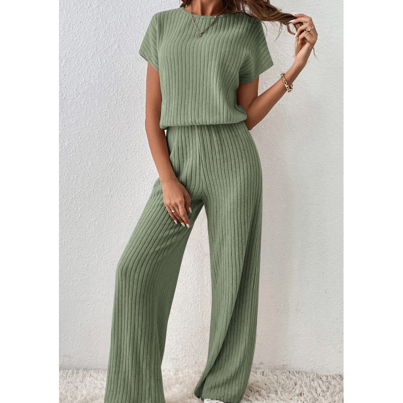 👚 50% RABATT! 🔥 Damen Zweiteiler aus Rippstrick – Oberteil & Weite Hose, Bequemer Schnitt & Perfekt Für Einen Stilvollen, Sofortigen Look 💃