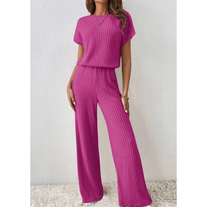 👚 50% RABATT! 🔥 Damen Zweiteiler aus Rippstrick – Oberteil & Weite Hose, Bequemer Schnitt & Perfekt Für Einen Stilvollen, Sofortigen Look 💃