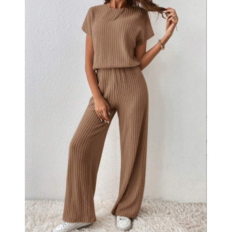 👚 50% RABATT! 🔥 Damen Zweiteiler aus Rippstrick – Oberteil & Weite Hose, Bequemer Schnitt & Perfekt Für Einen Stilvollen, Sofortigen Look 💃