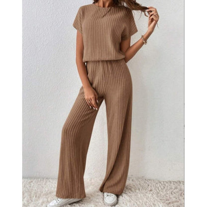 👚 50% RABATT! 🔥 Damen Zweiteiler aus Rippstrick – Oberteil & Weite Hose, Bequemer Schnitt & Perfekt Für Einen Stilvollen, Sofortigen Look 💃