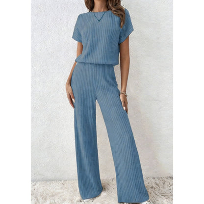 👚 50% RABATT! 🔥 Damen Zweiteiler aus Rippstrick – Oberteil & Weite Hose, Bequemer Schnitt & Perfekt Für Einen Stilvollen, Sofortigen Look 💃