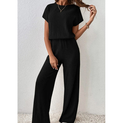 👚 50% RABATT! 🔥 Damen Zweiteiler aus Rippstrick – Oberteil & Weite Hose, Bequemer Schnitt & Perfekt Für Einen Stilvollen, Sofortigen Look 💃