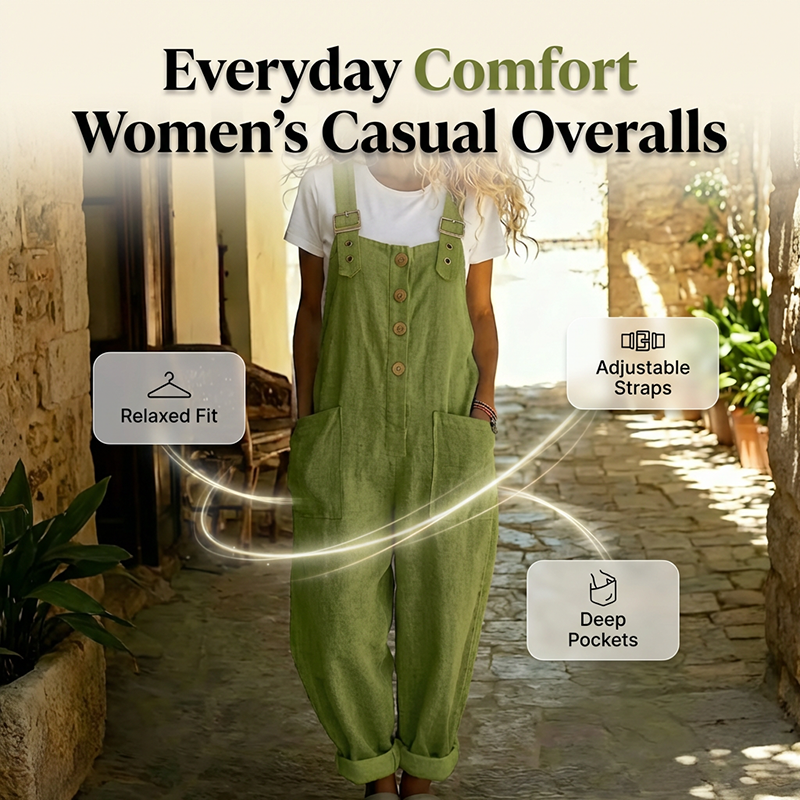 🔥50% RABATT! 🌿👖Lässige Latzhose für Damen mit Knopfleiste