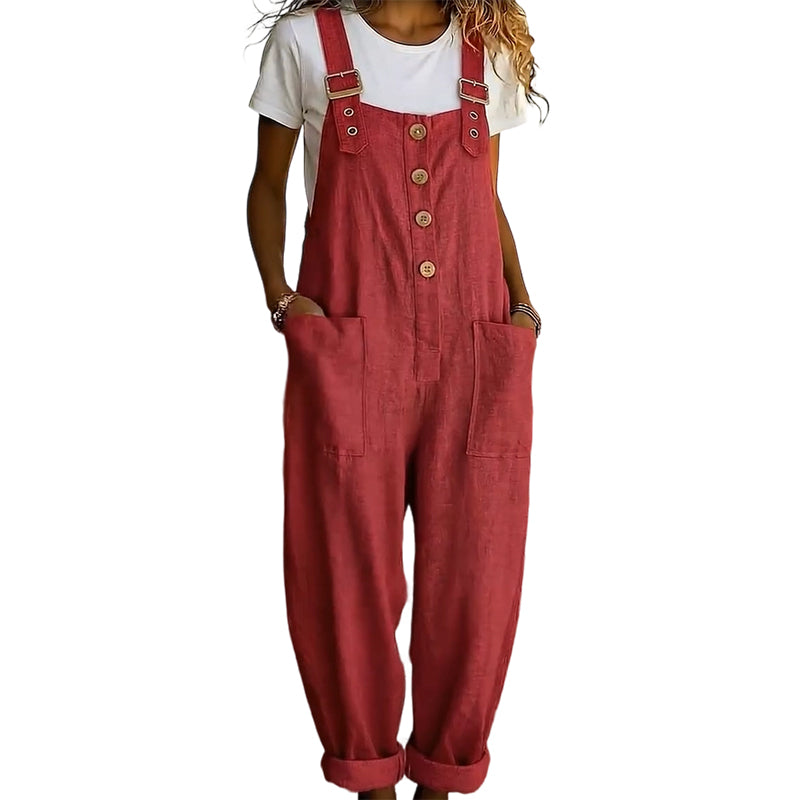 🔥50% RABATT! 🌿👖Lässige Latzhose für Damen mit Knopfleiste