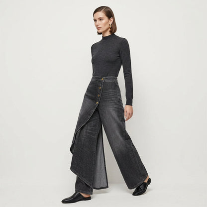 ⏳Nur für kurze Zeit: 50 % Rabatt⏰Asymmetrischer Wickelrock aus Denim👖👗