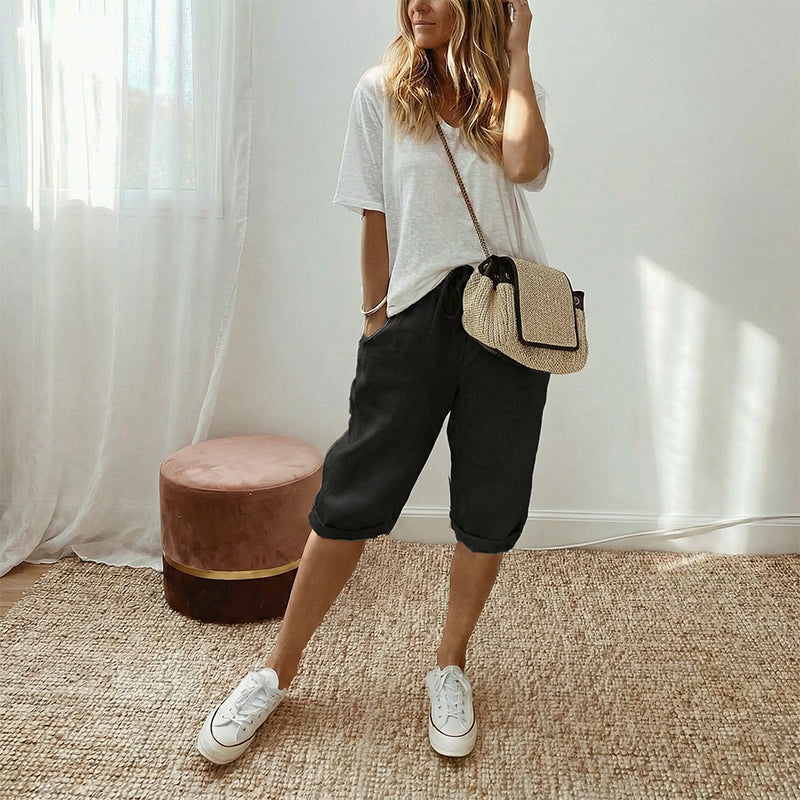 🔥New Hot Sale 🔥Lässige Caprihosen aus Baumwoll-Leinen für Damen