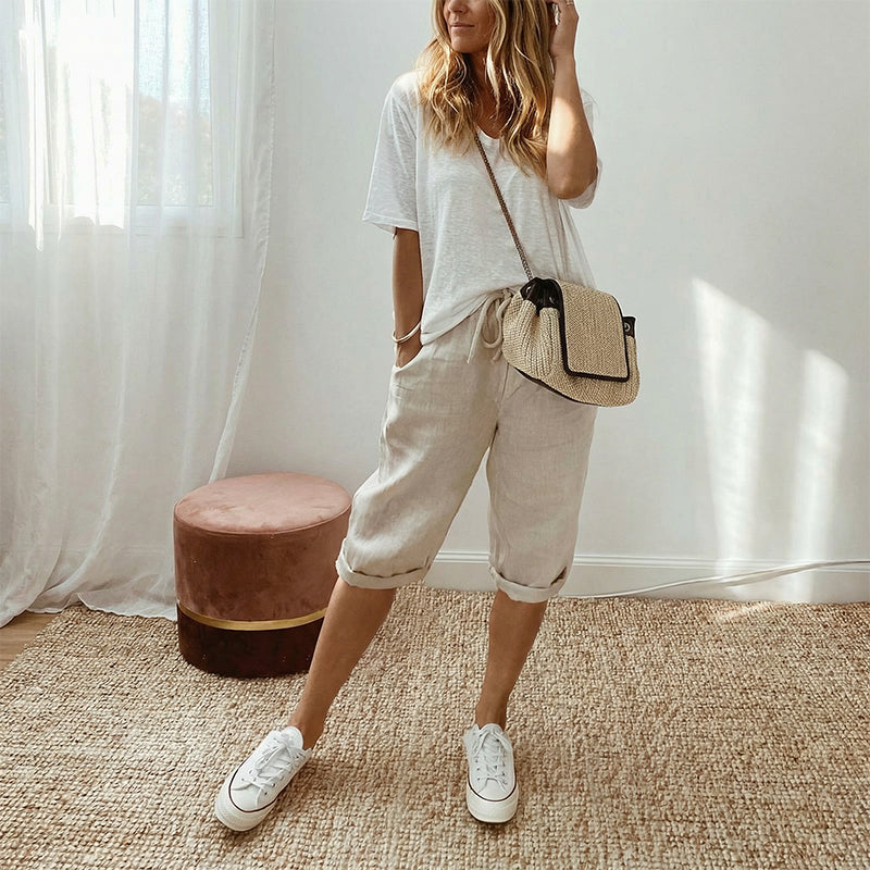 🔥New Hot Sale 🔥Lässige Caprihosen aus Baumwoll-Leinen für Damen