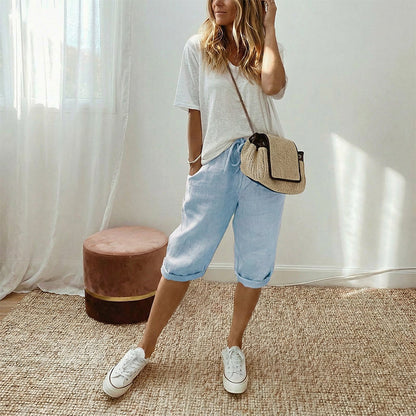 🔥New Hot Sale 🔥Lässige Caprihosen aus Baumwoll-Leinen für Damen✨