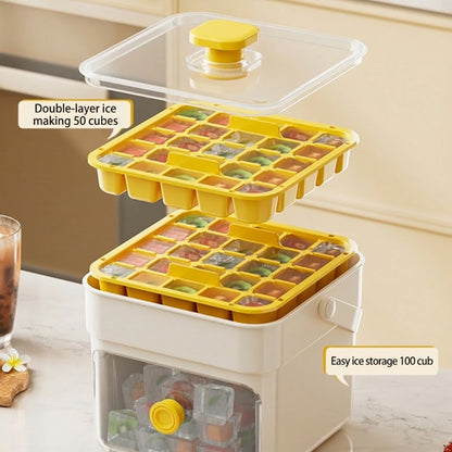 🧊 Eiswürfelform mit Aufbewahrungsbehälter & Ein-Knopf-Bedienung – müheloses Entnehmen, perfekt für Zuhause, Partys & Balkon