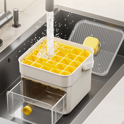 🧊 Eiswürfelform mit Aufbewahrungsbehälter & Ein-Knopf-Bedienung – müheloses Entnehmen, perfekt für Zuhause, Partys & Balkon