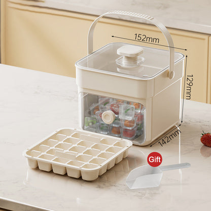 🧊 Eiswürfelform mit Aufbewahrungsbehälter & Ein-Knopf-Bedienung – müheloses Entnehmen, perfekt für Zuhause, Partys & Balkon