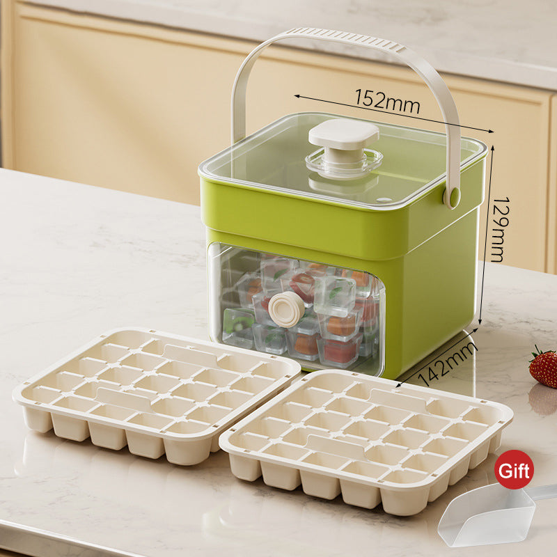 🧊 Eiswürfelform mit Aufbewahrungsbehälter & Ein-Knopf-Bedienung – müheloses Entnehmen, perfekt für Zuhause, Partys & Balkon