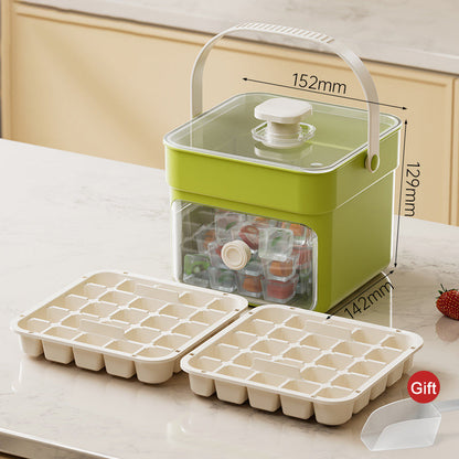 🧊 Eiswürfelform mit Aufbewahrungsbehälter & Ein-Knopf-Bedienung – müheloses Entnehmen, perfekt für Zuhause, Partys & Balkon