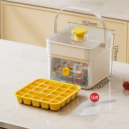 🧊 Eiswürfelform mit Aufbewahrungsbehälter & Ein-Knopf-Bedienung – müheloses Entnehmen, perfekt für Zuhause, Partys & Balkon